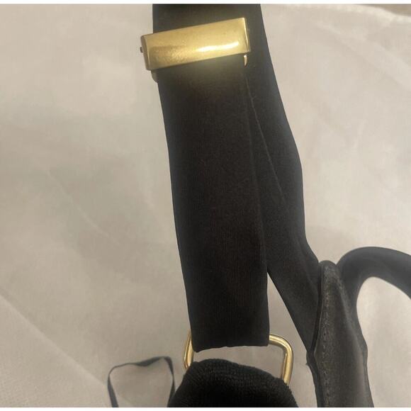 Ralph Lauren Collection Purple Label Leather Strap Buckle Silk Mini Dress Black - Picture 4 of 11